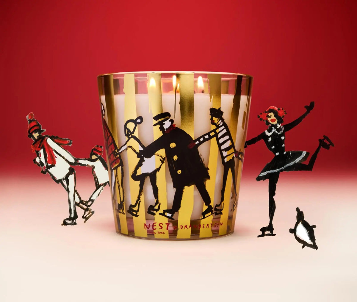 NEST NEW YORK x Drawbertson Holiday Ice Skaters 3-Wick Candle