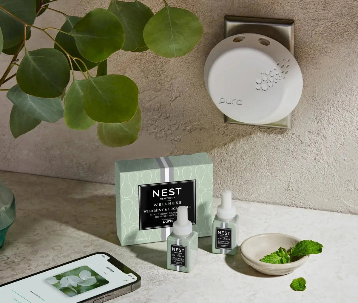 Wild Mint & Eucalyptus Refill Duo for NEST x Pura Smart Home Fragrance Diffuser - Smart Vials